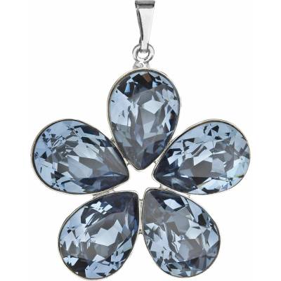 Swarovski Elements Stříbrný náhrdelník modrá kytička (slzička, kapka) 54037.3 Denim Blue (modrá tmavá, riflová, džínová)