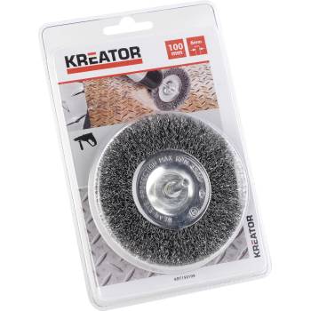 KREATOR Kotúčová kefa Kefový nástavec ø 100 mm Oceľová kefa na kolesá Drôtená kefa Pohárová kefa - Oceľová kefa na kolesá ø 100 mm