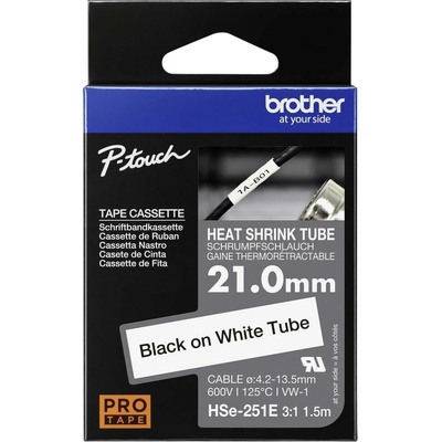 Brother HSE HSE251E Farba pásky: biela Farba písma:čierna 21 mm 1.5 m