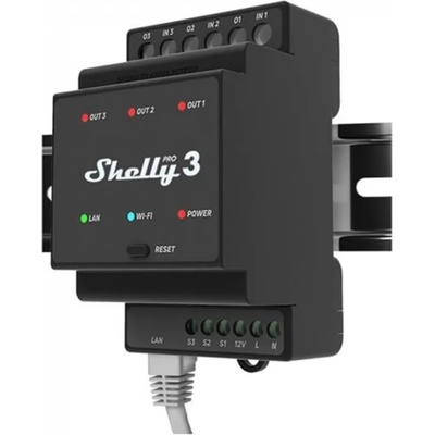 WiFi реле Shelly PRO 3, 3x 16A, 3 Channel, 3-Phase control, LAN, Wi-Fi, Bluetooth (PRO 3)