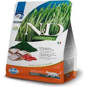N&D Spirulina Adult Cat Herring суха храна за котки над 1 година - 1.5кг