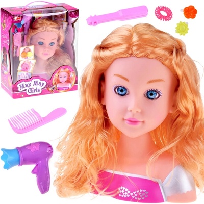JOKOMISIADA Hlava na česanie blond busta bábiky s kaderníckymi doplnkami 20 cm