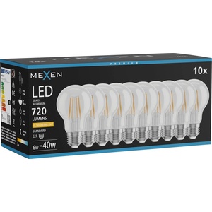 Mexen Vintis 10x LED филамент крушка E27, A60, 6W, Топло - 2200K, 720 lm, чиста - L150-E27-0622-00x10 (L150-E27-0622-00x10)