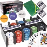Malatec Комплект за покер Texas Holdem Malatec - 200 чипа, карти и игрално зелено сукно (23539)