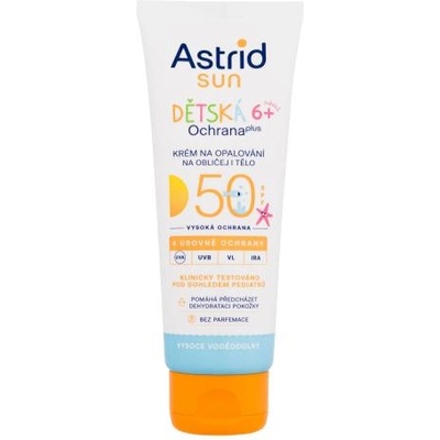 Astrid Sun Kids Face And Body Cream SPF50 водоустойчив слънцезащитен крем за лице и тяло 75 ml