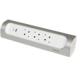 Legrand БЕЗКАБЕЛЕН РАЗКЛОНИТЕЛЕН ЪГЪЛ 3х ШУКО+usb a+c legrand - БЯЛ/АЛУМИНИЙ (3414971944305)