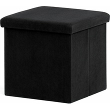 AUTRONIC Taburet s úložným priestorom, čierna menčestrová látka 38 × 38 × 38 cm