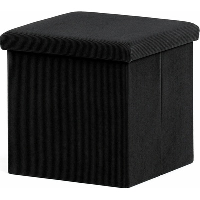 AUTRONIC Taburet s úložným priestorom, čierna menčestrová látka 38 × 38 × 38 cm