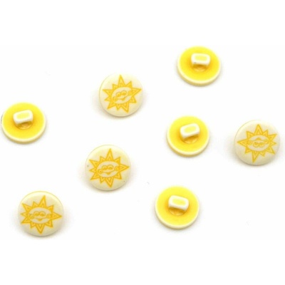 Gombík so spodným prišitím - bielo žlté slniečko - priemer 1,3 cm