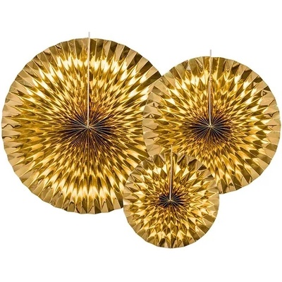 PartyDeco Декоративни розети, златисти, 3 бр