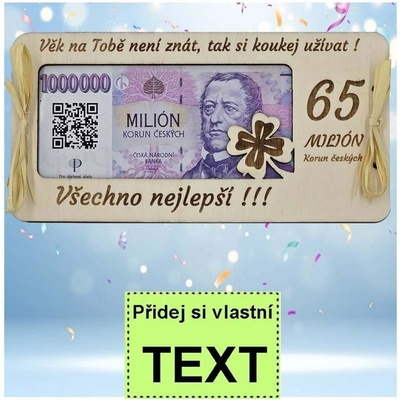 Bezvadný dárek Dřevěná obálka na peníze k výročí 65 let