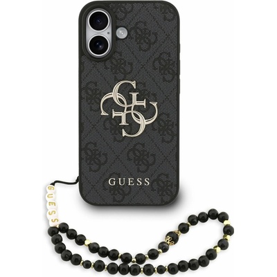 Guess PU 4G Metal Logo Strap zadný kryt pre iPhone 17 Black