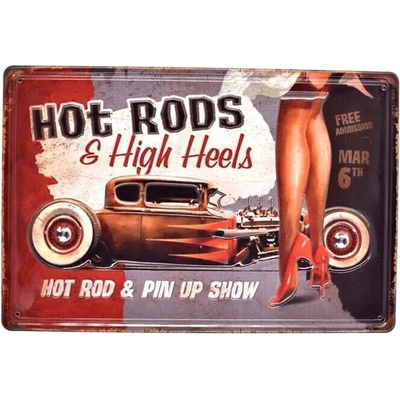 Ceduľa Hot Rod - Hight Hells Plechová tabuľa