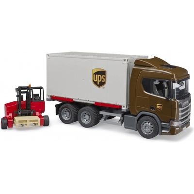 Bruder 3582 Logistická Scania UPS s vysokozdvižným vozíkom