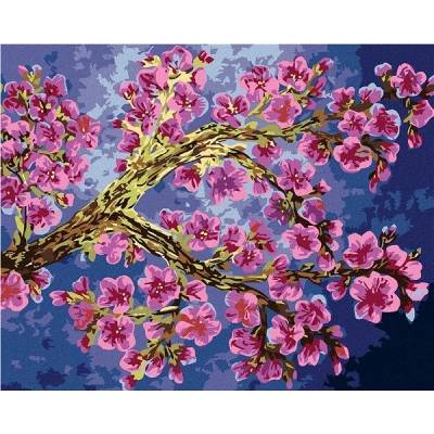 Zuty Malování podle čísel Kvetoucí větev sakury 80 x 100 cm bez rámu a bez vypnutí plátna