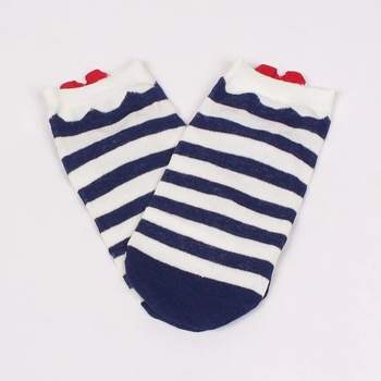 Image 1 of Детски къси чорапи на бяло и тъмносиньо райе