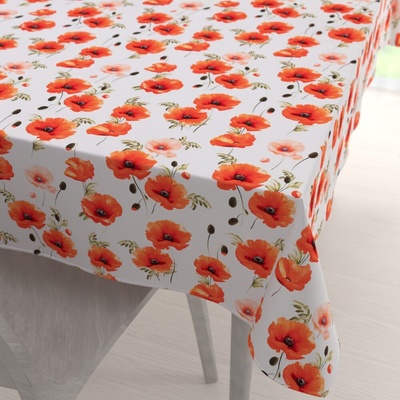 Biante Teflonový obdélníkový ubrus TF-133 Červenooranžové vlčí máky na bílém 80x120 cm