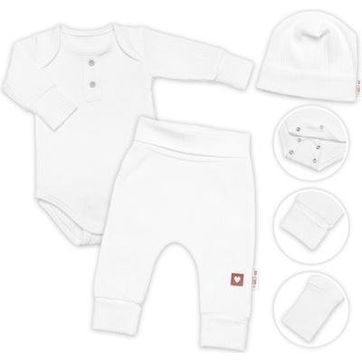 Rebrovaná rastúca súprava 3D Baby Boy biela