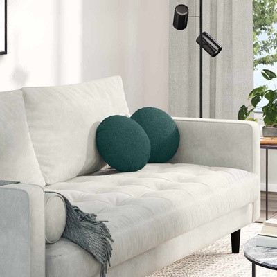 vidaXL Възглавници за седалки 2 pcs Тъмен зелен Ø30 x 13 см текстил (42014088)
