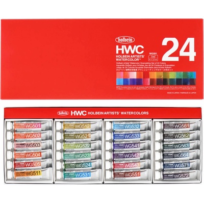 Holbein akvarelové barvy Granulating 5 ml, sada 24 ks