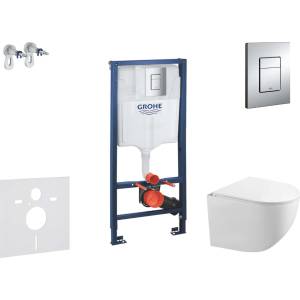 GROHE Rapid SL - Комплект за стенен монтаж, Gaia тоалетна и softclose седалка, бутон Skate Cosmpolitan, хром SANI11BA1105 (SANI11BA1105)