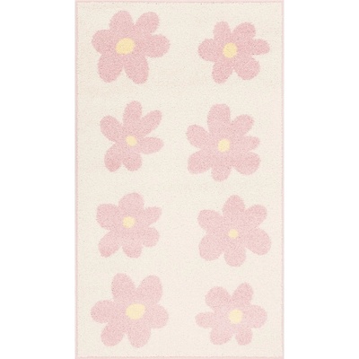 FD Детски килим в цвят слонова кост и розово 80x150 cm Dazzy Rose - FD (5901760436281)