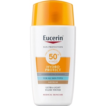 Eucerin Sun Оцветен слънцезащитен флуид за лице Hydro Protect, тъмен, SPF50+, 50 ml