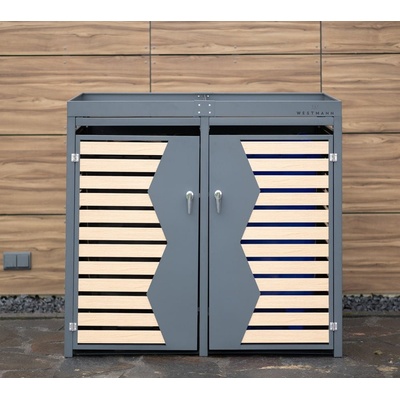 Westmann kovový box na odpadkové koše 2 x 240 l antracit 84 x 134 x 125 cm WMHHWTC-82