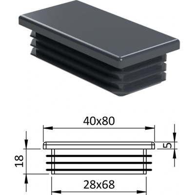 Krytka plastová 40 x 80 mm