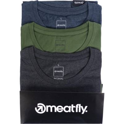 Meatfly Multipack pánských triček Basic šedá /zelená/modrá