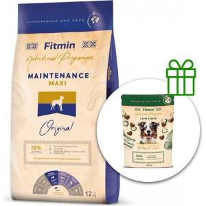 Fitmin Maxi Maintenance 12 кг + Fitmin Play&Train Агнец и Говеждо БЕЗПЛАТНО