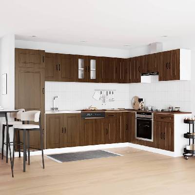 vidaXL Кухненски шкаф с врата Kalmar Кафяв дъб 80 x 46 x 81, 5 см (3315008)