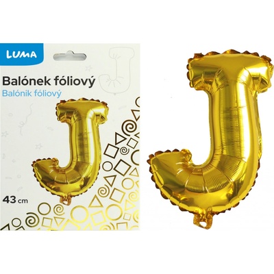 Balónek foliový "J" ZLATÝ