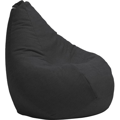 PUFRELAX Пуф, круша за деца 4-14 г. , 160л. Nirvana Light - Eerie Black, Перящ се калъф, Пълнеж от Полистиролни перли, Гама Premium (PUF-G-NL-PT-ERBL)