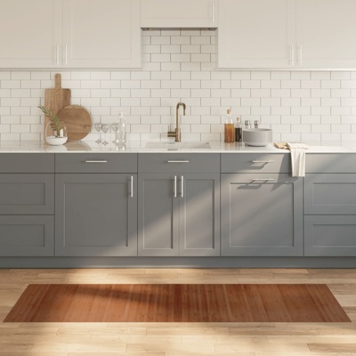 vidaXL Килим, правоъгълен, кафяв, 60x200 см, бамбук (376716)