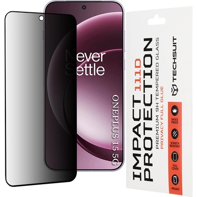 Techsuit Стъклен протектор за OnePlus 15 - Techsuit 111D Privacy Full Glue - Черен