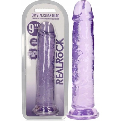 RealRock Crystal Clear Realistic 9″ fialové dildo s prísavkou 25,5 x 4,5 cm