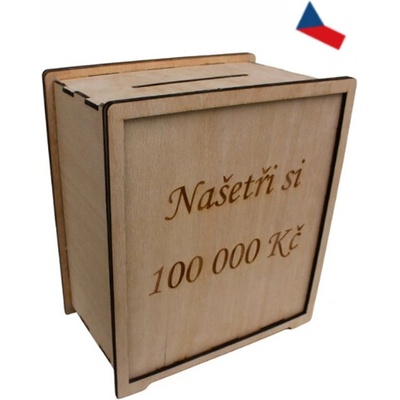 JH WoodArt Dřevěná pokladnička - Spořicí výzva 100 000 Kč – Zbozi.Blesk.cz