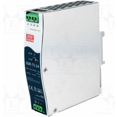 MEAN WELL SDR-75-24 Napájecí zdroj: spínaný; na lištu DIN; 76,8W; 24VDC; 3,2A; OUT: 1