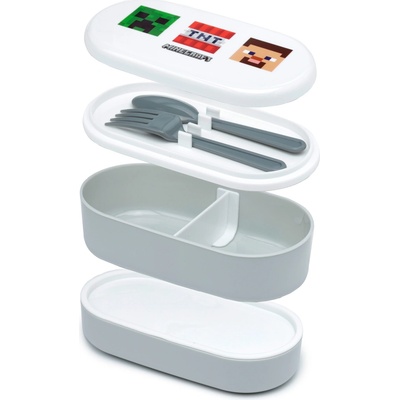 Minecraft Olovrantový box s príborom Bento box 3 poschodia príbory