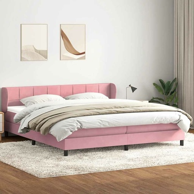 vidaXL Boxspring postel s matracemi růžová samet