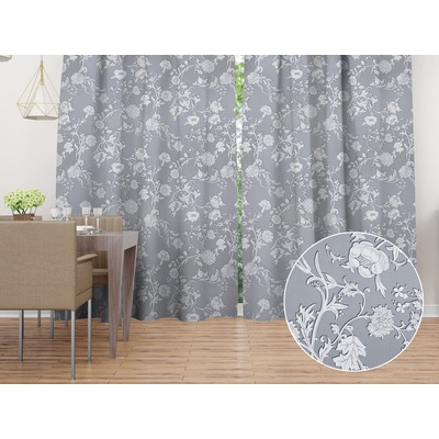 Biante Dekoračný záves PM-046 Zámocké kvety na svetlo sivom 145x250 cm
