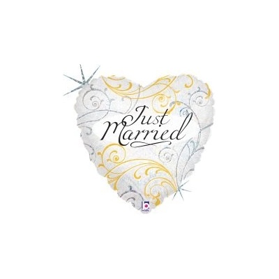GRABO fóliový balónek Just Married ornamenty 18" 46cm nafukovací