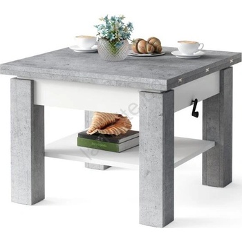 Mazzoni Разтегателна холна/трапезна маса с повдигащ плот caleb бетонено сива/бяла (mz0034)