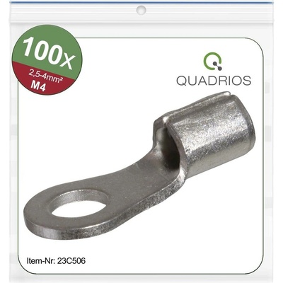 Quadrios 23C506 guľaté káblové oko Prierez=4 mm² Ø otvoru=4.3 mm neizolované 100 ks