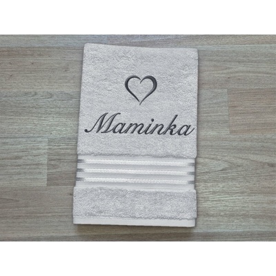 Povlečení Plus osuška maminka se srdíčkem 70 x 140 cm linie světle šedá