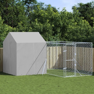 vidaXL Venkovní psí kotec se střechou stříbrný 400 x 200 x 250 cm pozinkovaná ocel 9799.3190478
