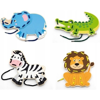 Viga 51326 Drevená prevliekačka so šnúrkou ZOO