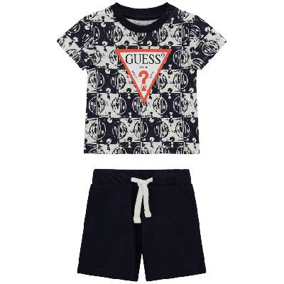 Комплект от 2 части Guess - Тениска с тъмни фигури с панталонки, черен, 18 м (20252-I5GG01-K8HM4-P71M-18M)