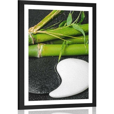 Plakát s paspartou kameny ve tvaru Jin a Jang - 60x90 black